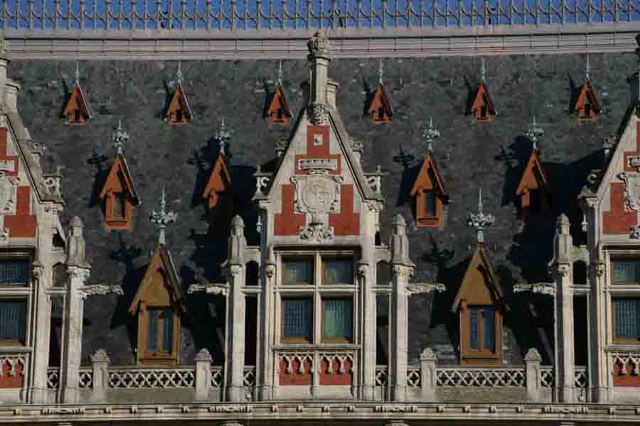 Close up of town hall dorma windows 