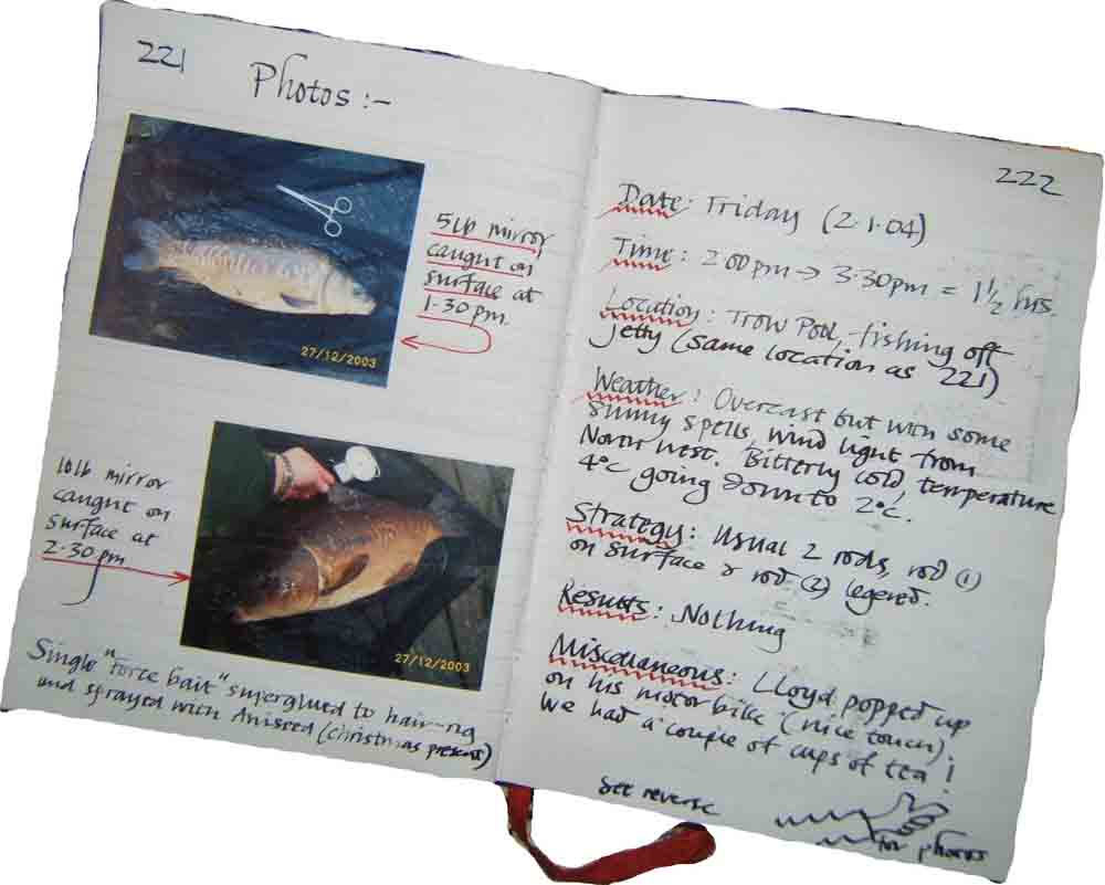 Page from my fishing journal