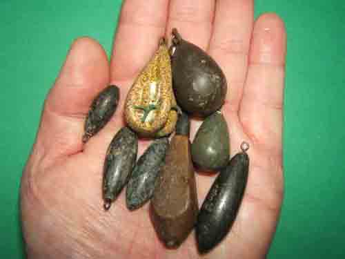 An assortment of leger weights