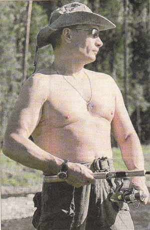 Vladimir Putin (The Russian President) fishing 14 August 2007