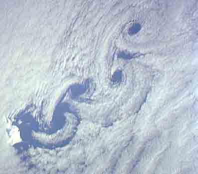Vortices in clouds high above the Earth